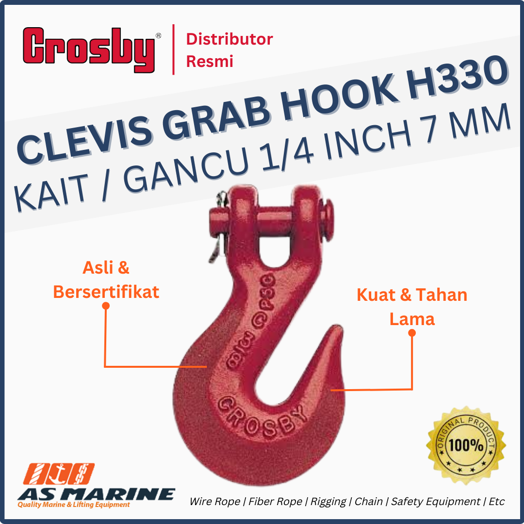 Crosby USA Clevis Grab Hook Kait Gancu H330 1 4 Inch 7 Mm PT