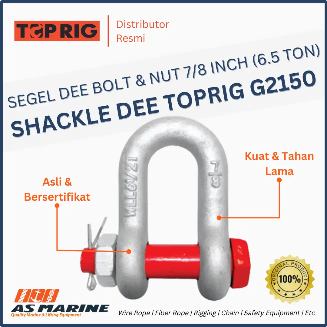 SHACKLE / SEGEL DEE G2150 TOPRIG BOLT & NUT 7/8 INCH