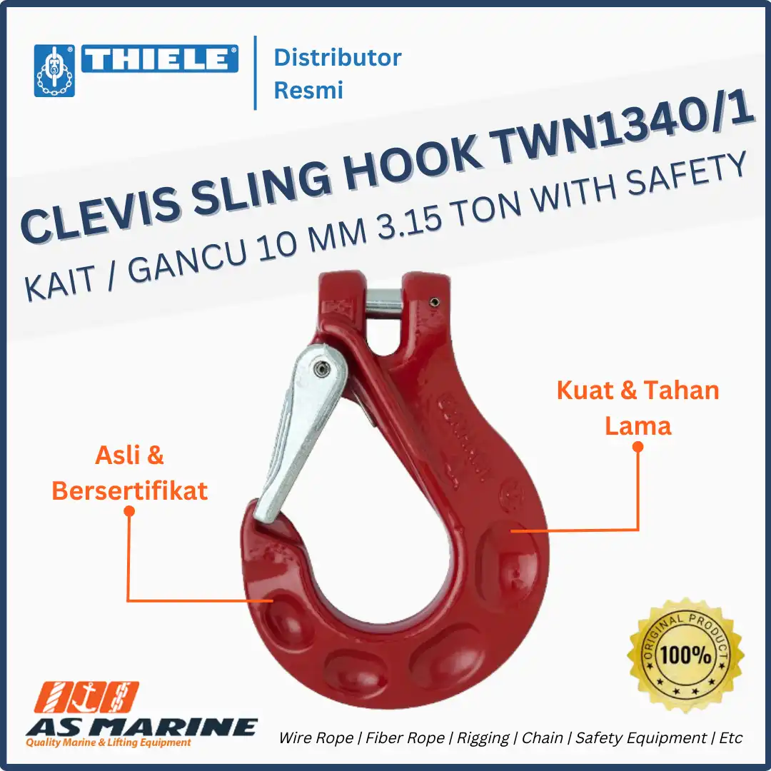 THIELE Clevis Sling Hook / Kait / Gancu TWN 1340/1 10 mm 3.15 Ton with Safety Latch Kit