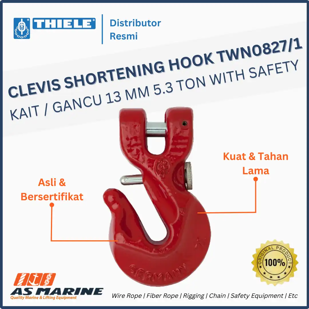 THIELE Clevis Shortening Hook / Kait / Gancu TWN 0827/1 13 mm 5.3 Ton With Safety Pin