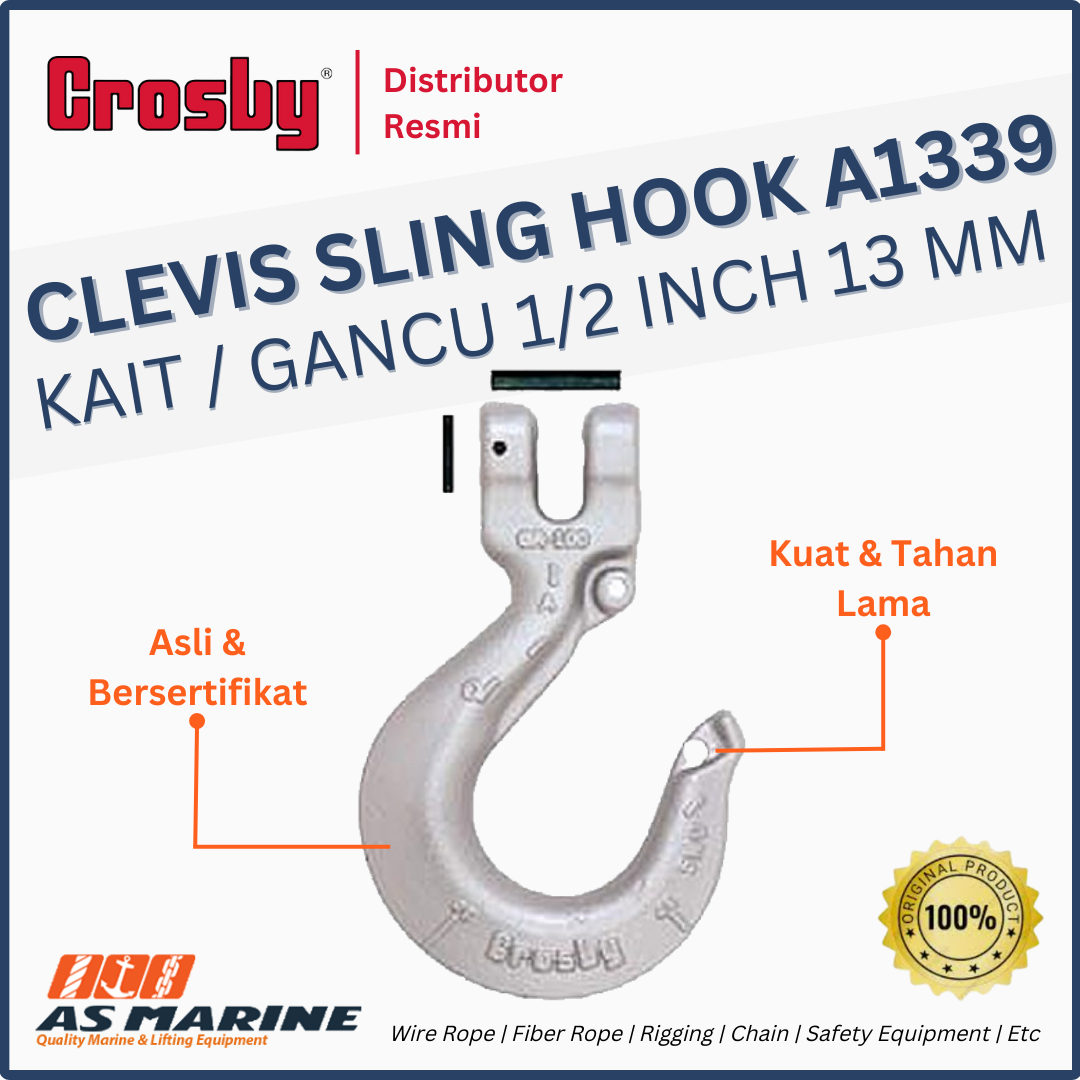 CROSBY USA Clevis Sling Hook / Kait / Gancu A1339 1/2 Inch 13 mm