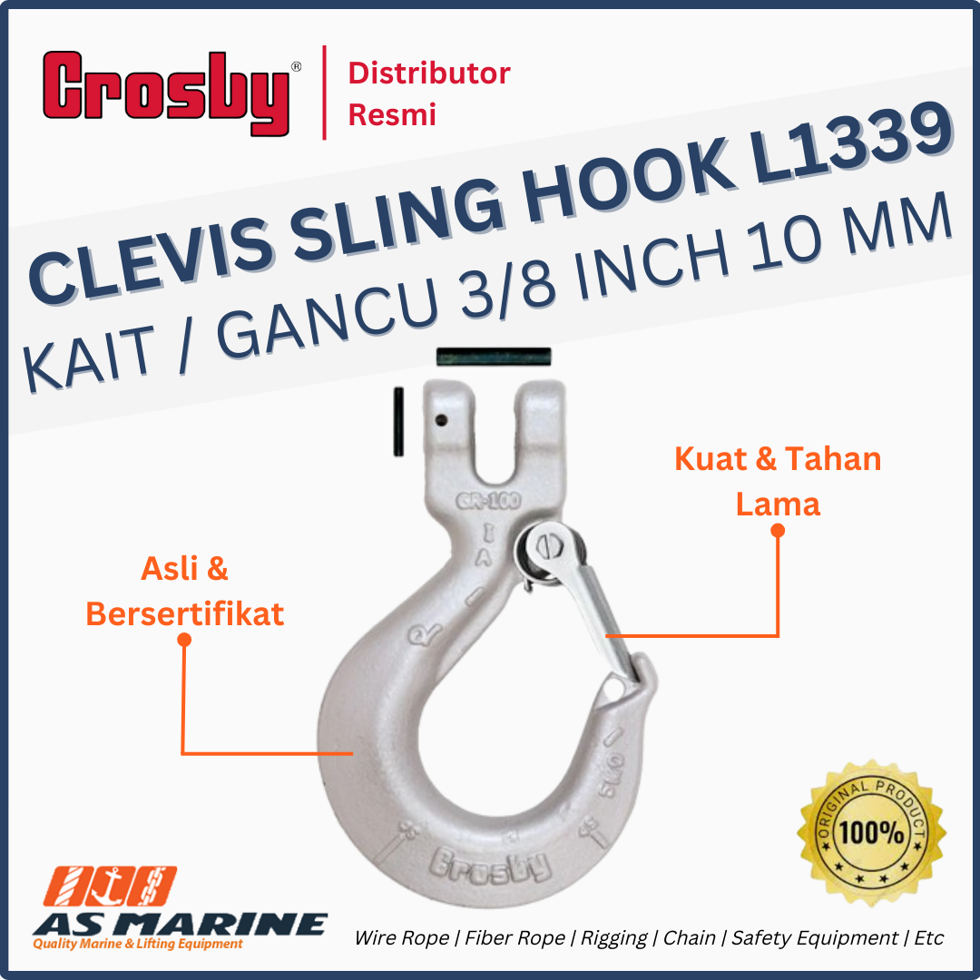 CROSBY USA Clevis Sling Hook / Kait / Gancu L1339 With Latch Kit 3/8 Inch 10 mm