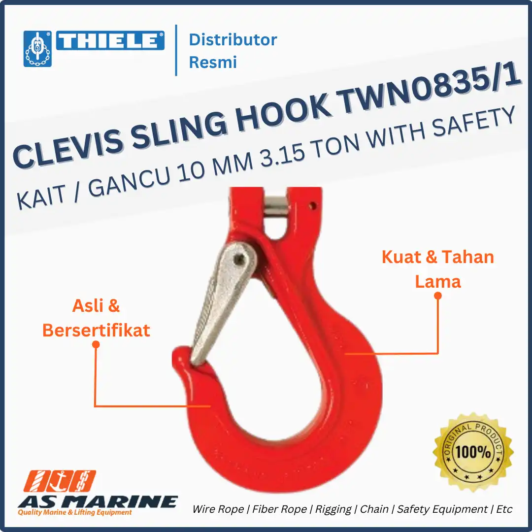 THIELE Clevis Sling Hook / Kait / Gancu TWN 0835-1 10 mm 3.15 Ton With Safety Latch Kit