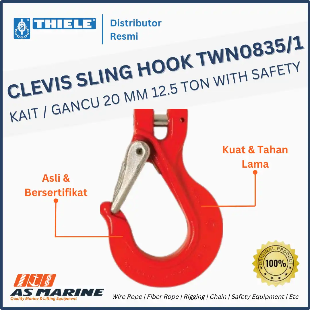 THIELE Clevis Sling Hook / Kait / Gancu TWN 0835/1 20 mm 12.5 Ton With Safety Latch Kit