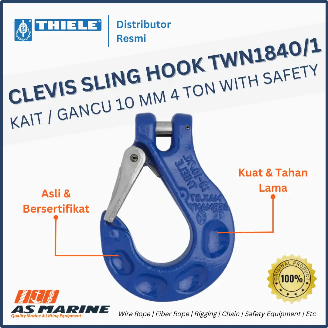 THIELE Clevis Sling Hook / Kait / Gancu TWN 1840/1 10 mm 4 Ton with Safety Latch Kit