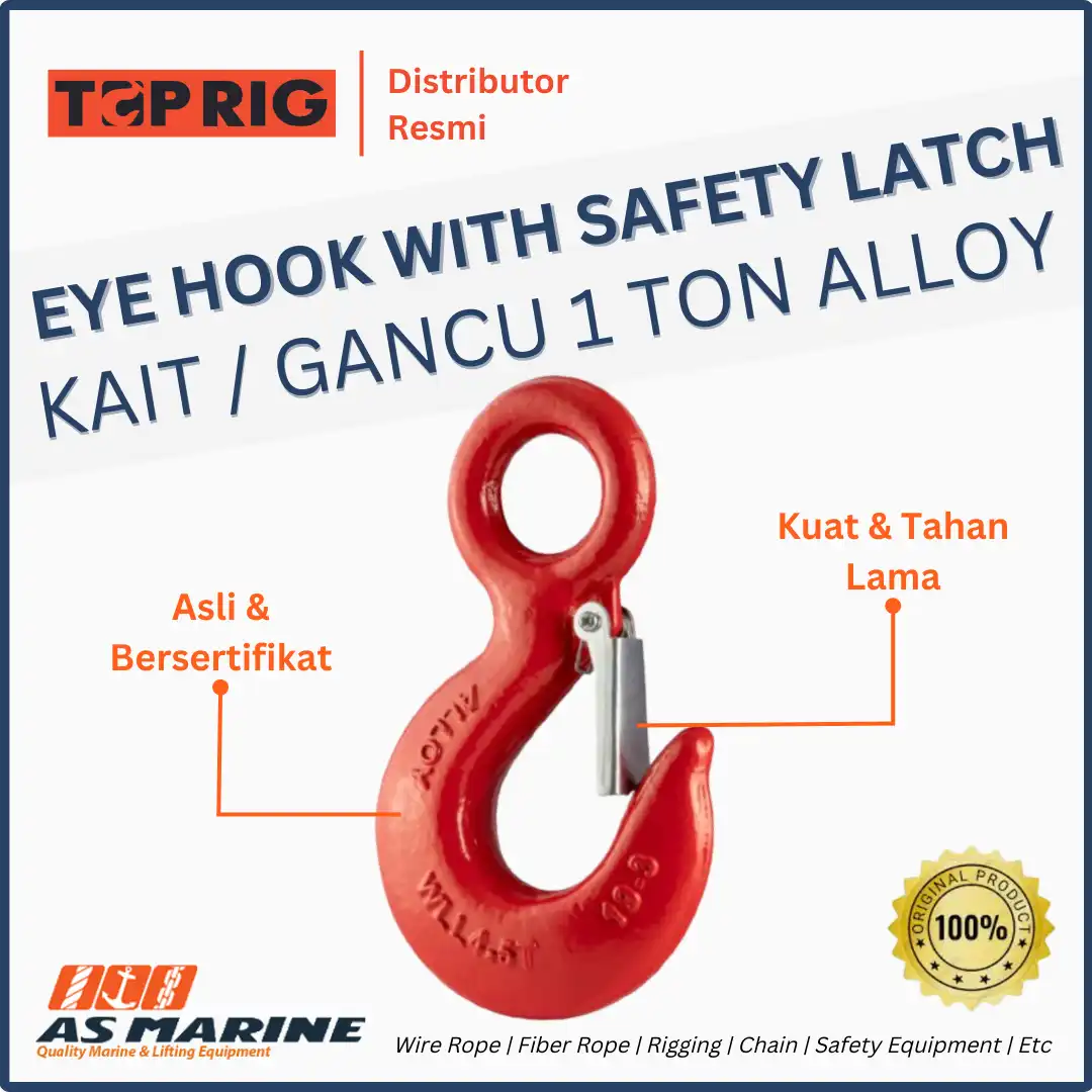 TOPRIG Hook Eye / Kait / Gancu with Safety Latch Kit 1 Ton Alloy