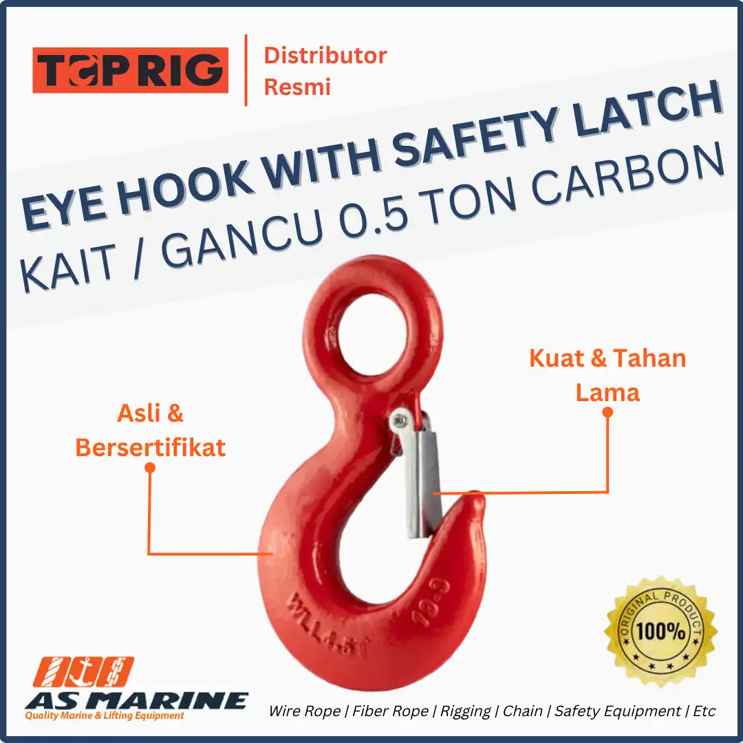 TOPRIG Hook Eye / Kait / Gancu with Safety Latch Kit 0.5 Ton Carbon