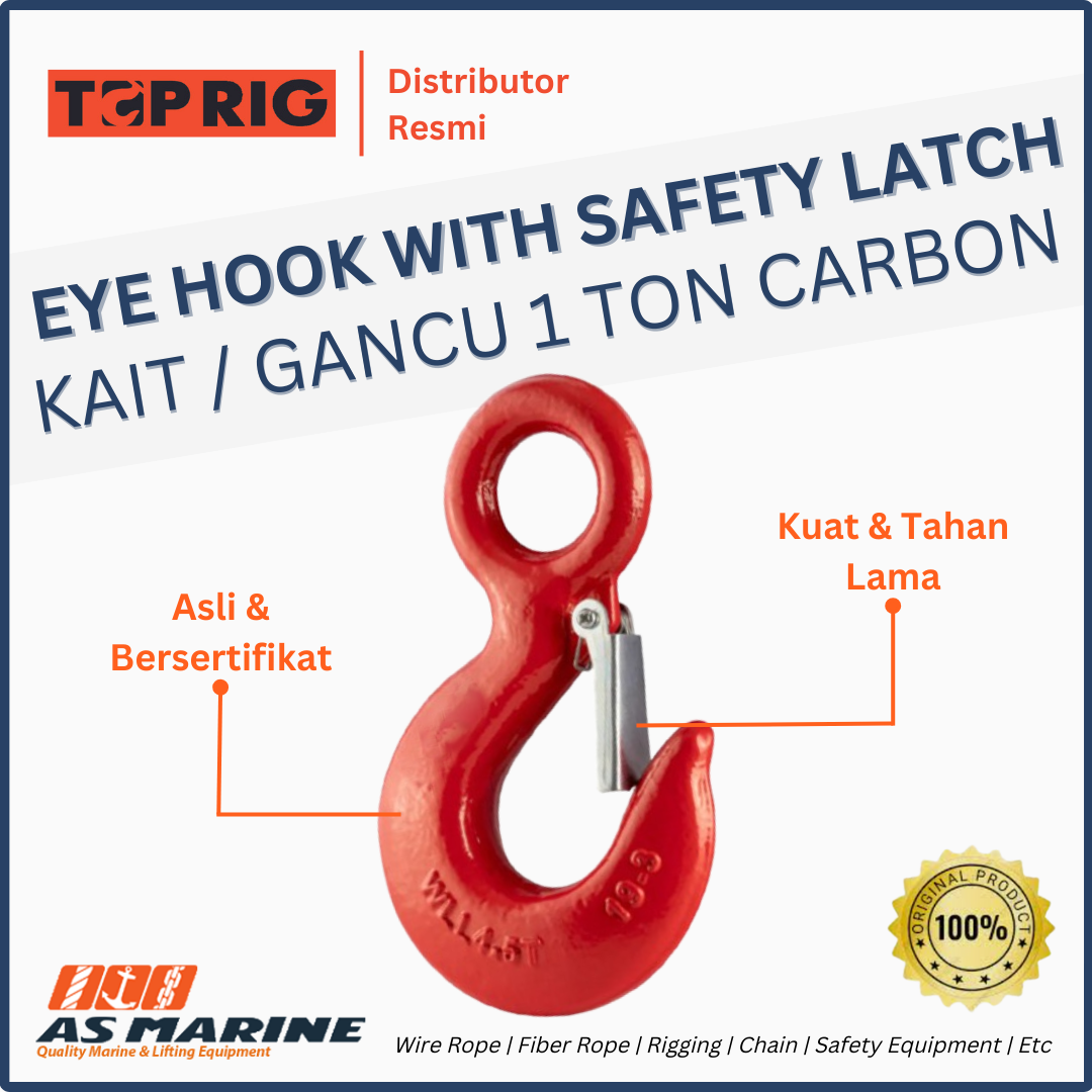 TOPRIG Hook Eye / Kait / Gancu with Safety Latch Kit 1 Ton Carbon