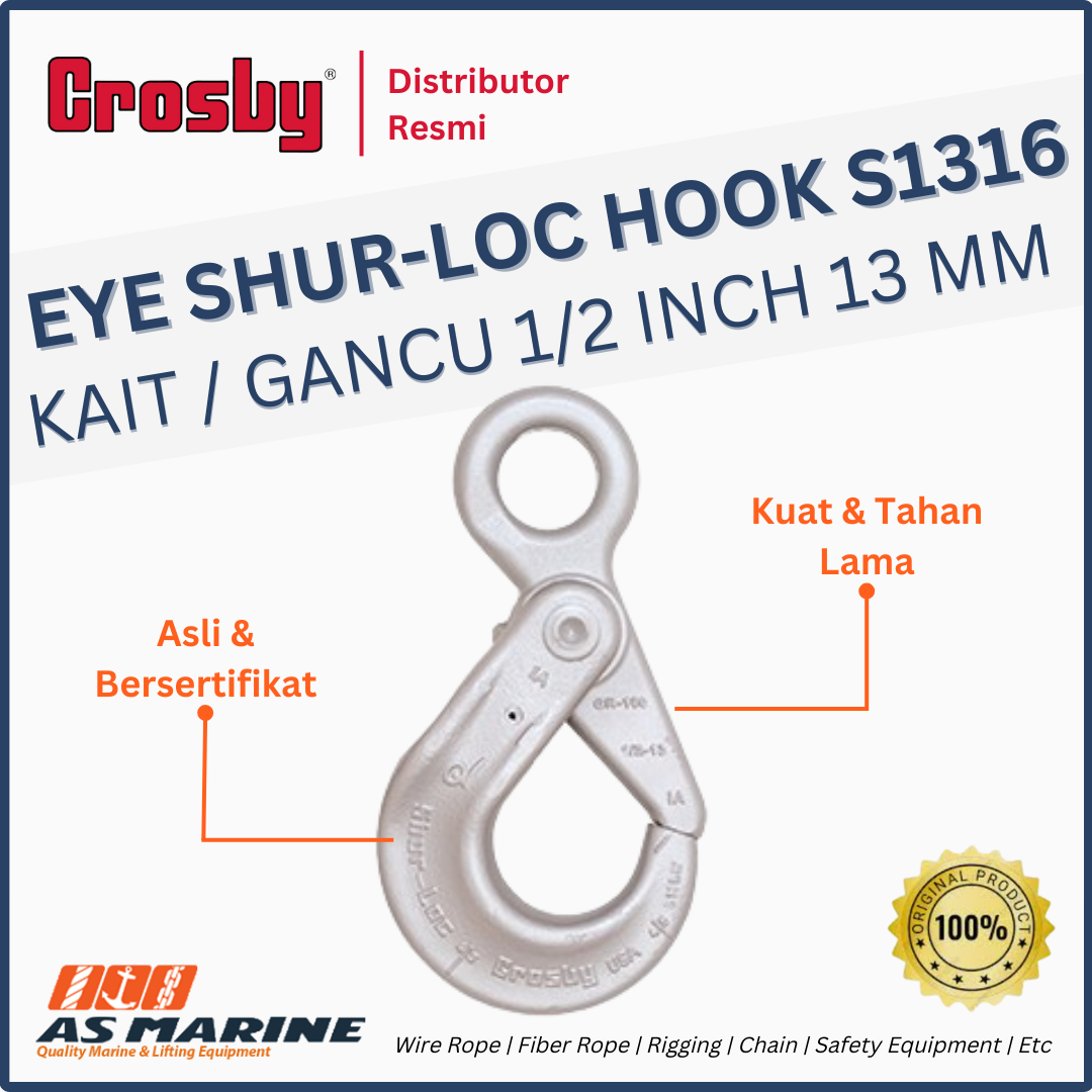 CROSBY USA Eye Shur-Loc Hook / Kait / Gancu S1316 1/2 Inch 13 mm