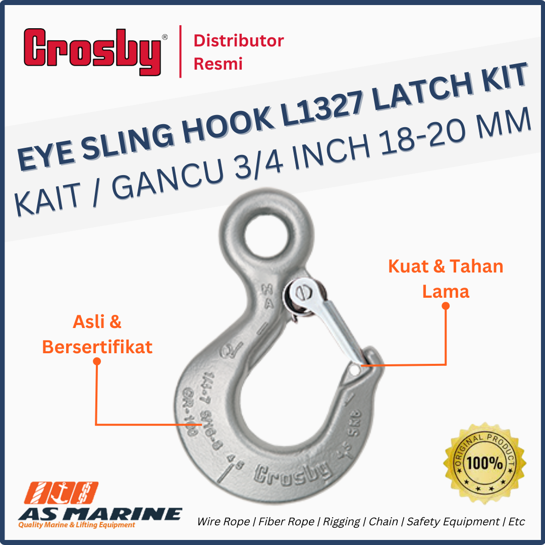 CROSBY USA Eye Sling Hook / Kait / Gancu L1327 with Latch Kit 3/4 Inch 18-20 mm