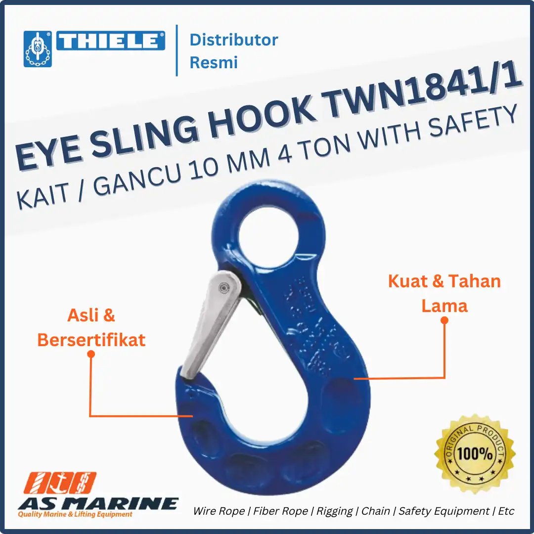 THIELE Eye Sling Hook / Kait / Gancu TWN 1841/1 10 mm 4 Ton with Safety Latch Kit