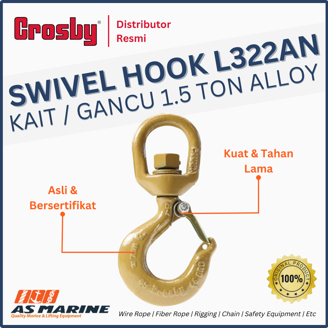 CROSBY USA Swivel Hook / Kait / Gancu L322AN Alloy with Latch Kit 1.5 Ton