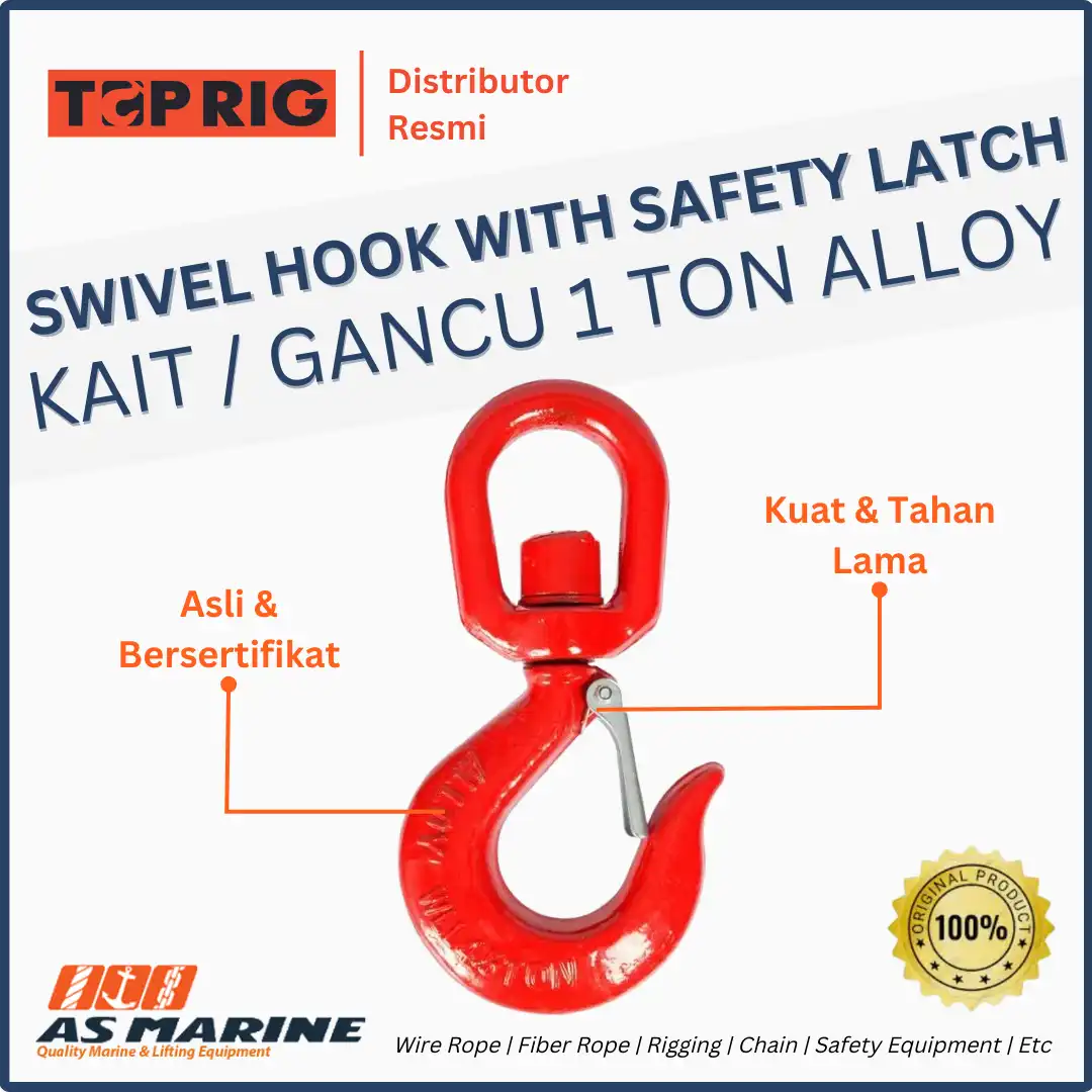 TOPRIG Swivel Hook / Kait / Gancu Alloy with Latch Kit 1 Ton