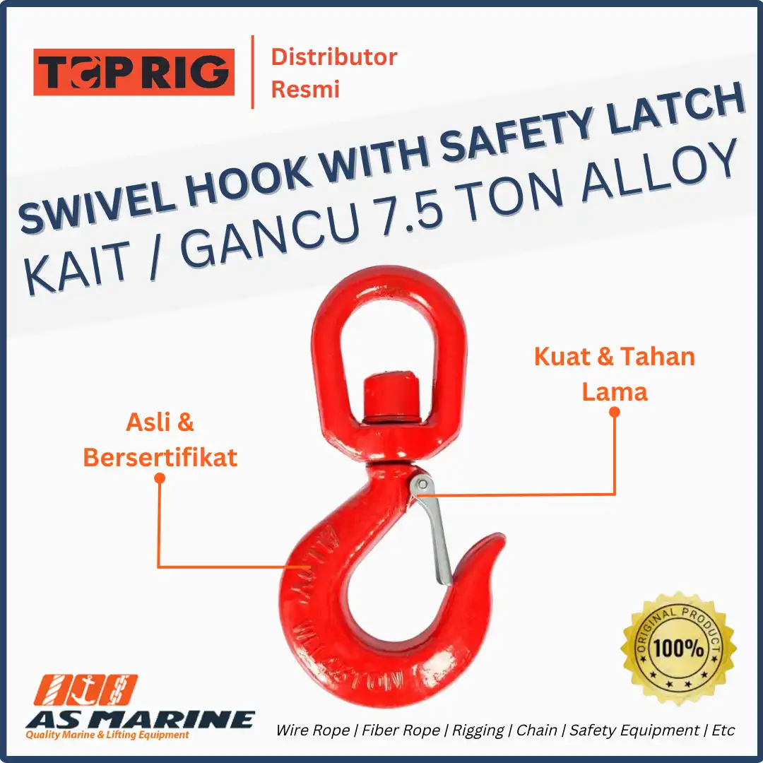 TOPRIG Swivel Hook / Kait / Gancu Alloy with Latch Kit 7.5 Ton