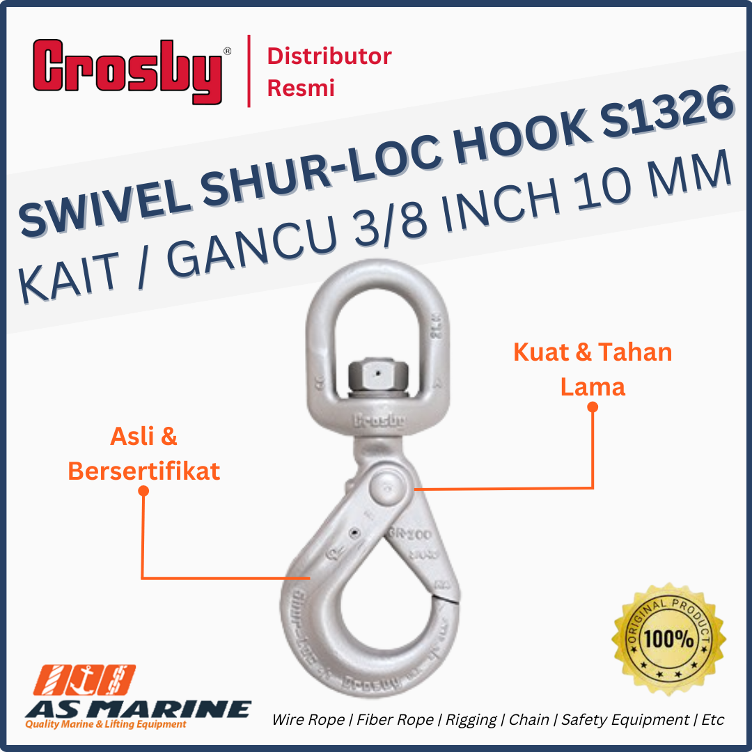 CROSBY USA Swivel Shur-Loc Hook / Kait / Gancu S1326 3/8 Inch 10 mm