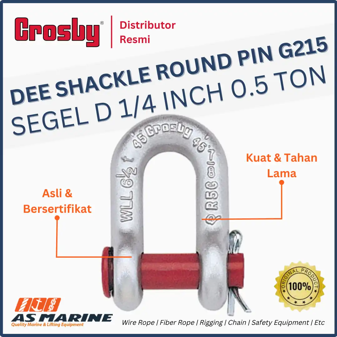 CROSBY USA Dee Shackle / Segel D G215 Round PIN 1/4 Inch 0.5 Ton