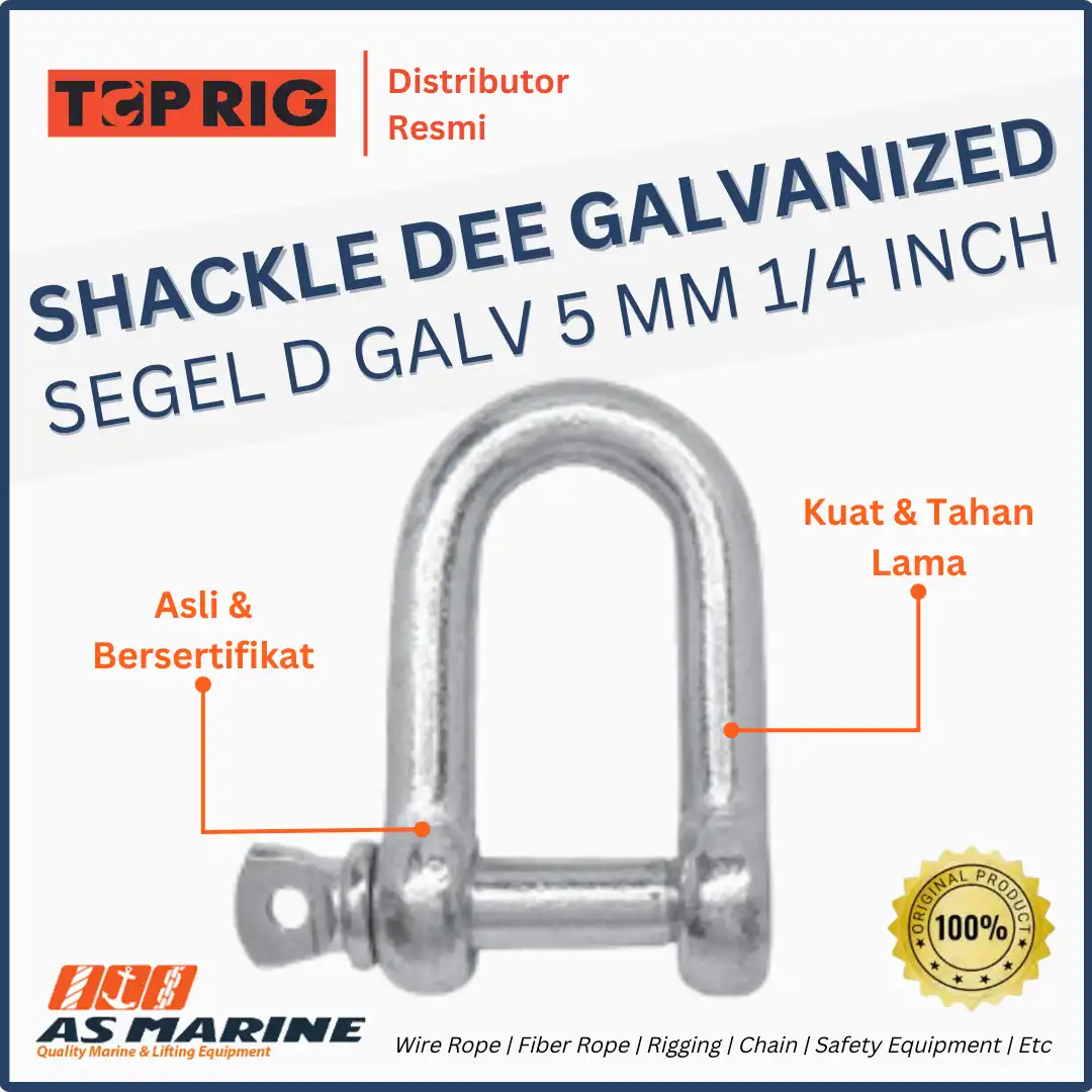 shackle d galvanized toprig 5 mm 1/4 inch