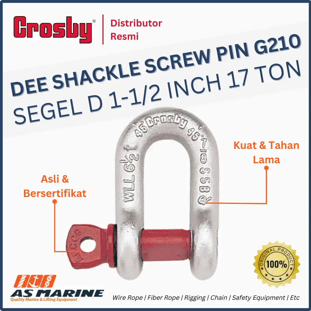 shackle crosby dee G210 screw pin 1-1/2 inch 17 ton