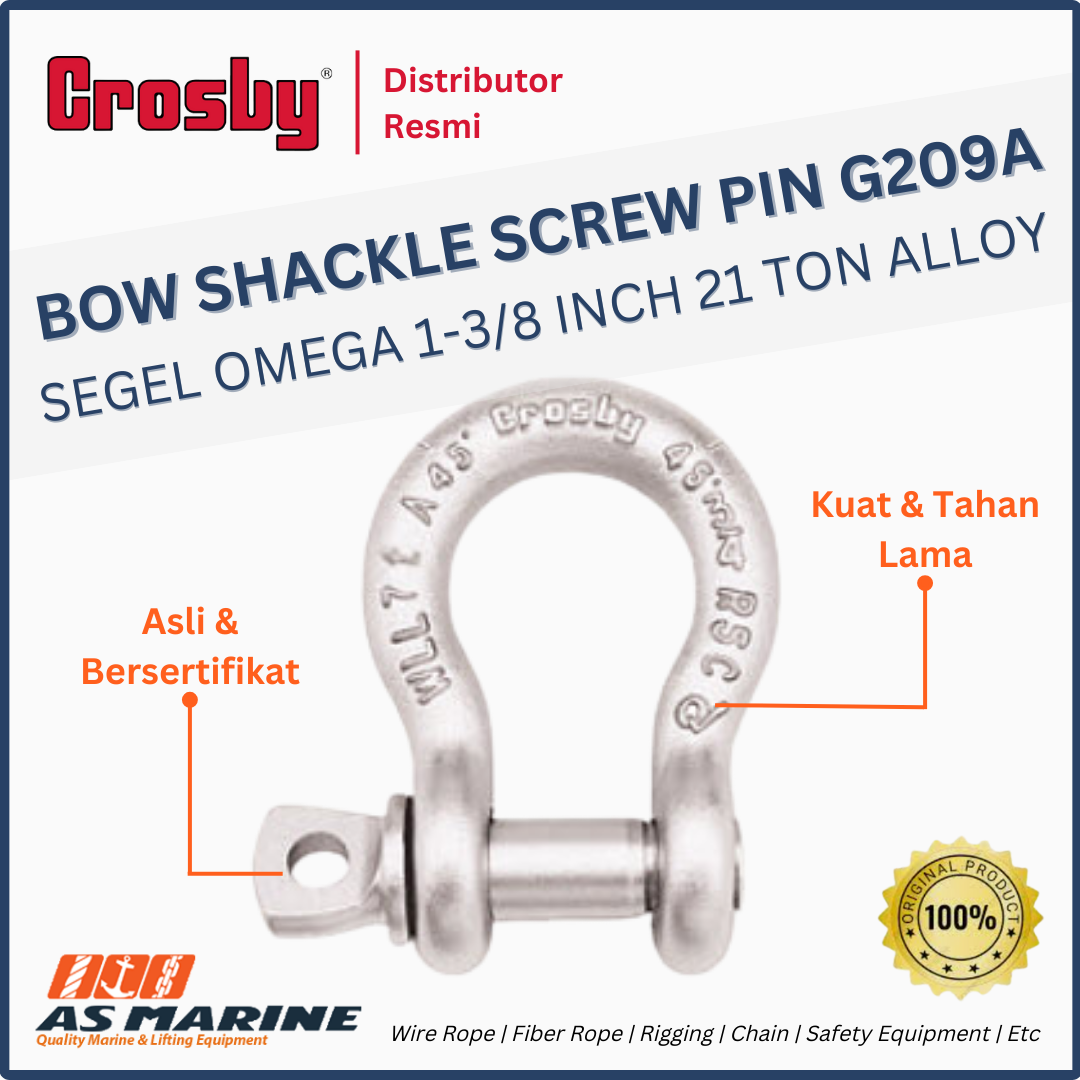 shackle crosby omega G209A screw pin 1-3/8 inch 21 ton