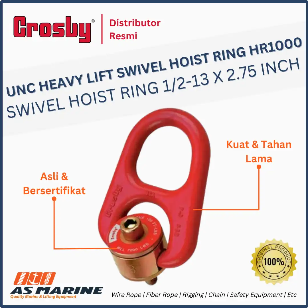 CROSBY USA UNC Heavy Lift Swivel Hoist Ring HR1000 1/2 - 13 x 2.75 Inch