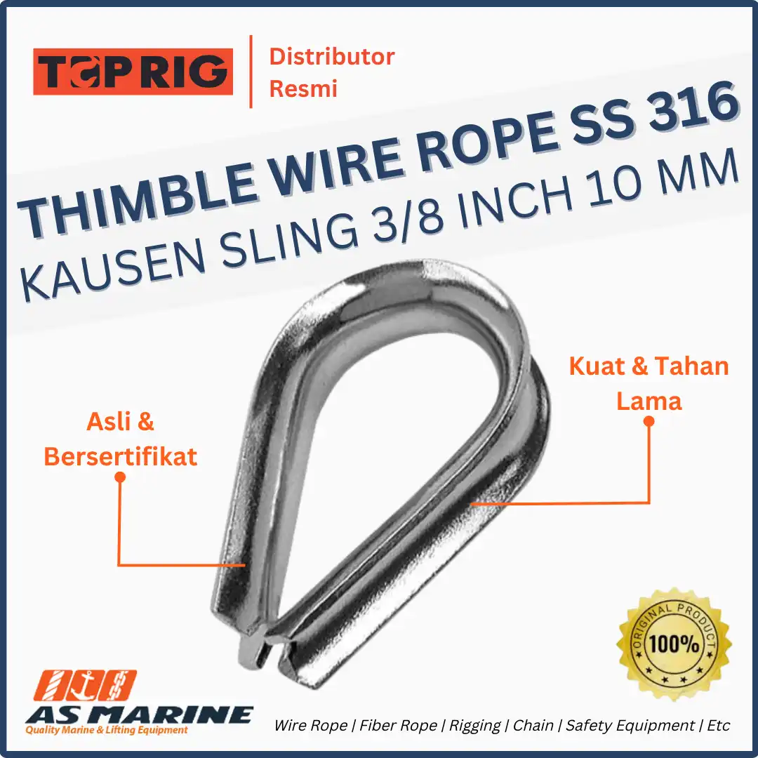 TOPRIG Thimble Wire Rope / Kausen Sling Stainless Steel 316 3/8 Inch 10 mm