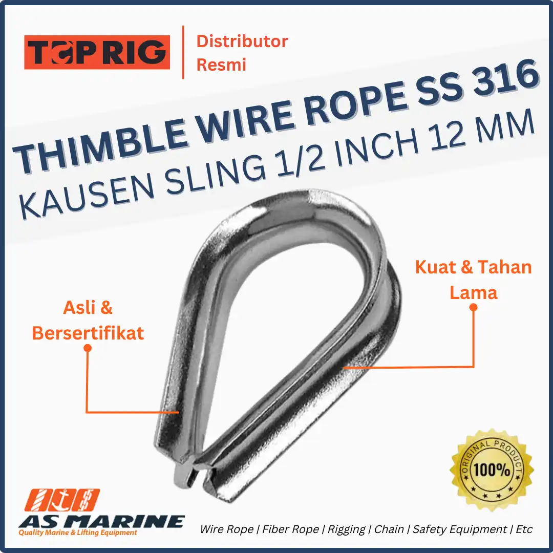 TOPRIG Thimble Wire Rope / Kausen Sling Stainless Steel 316 1/2 Inch 12 mm