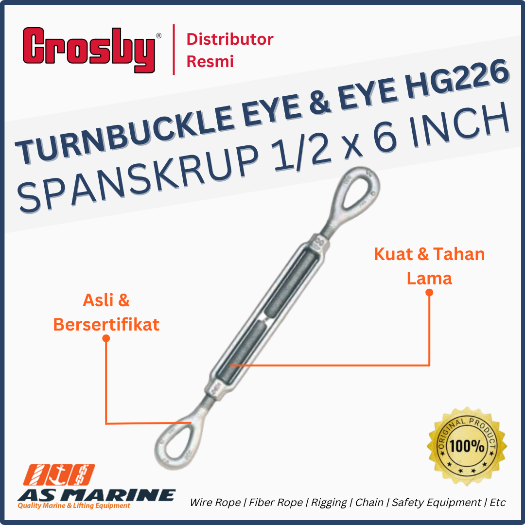 CROSBY USA Turnbuckle / Spanskrup Eye & Eye HG226 1/2 x 6 Inch