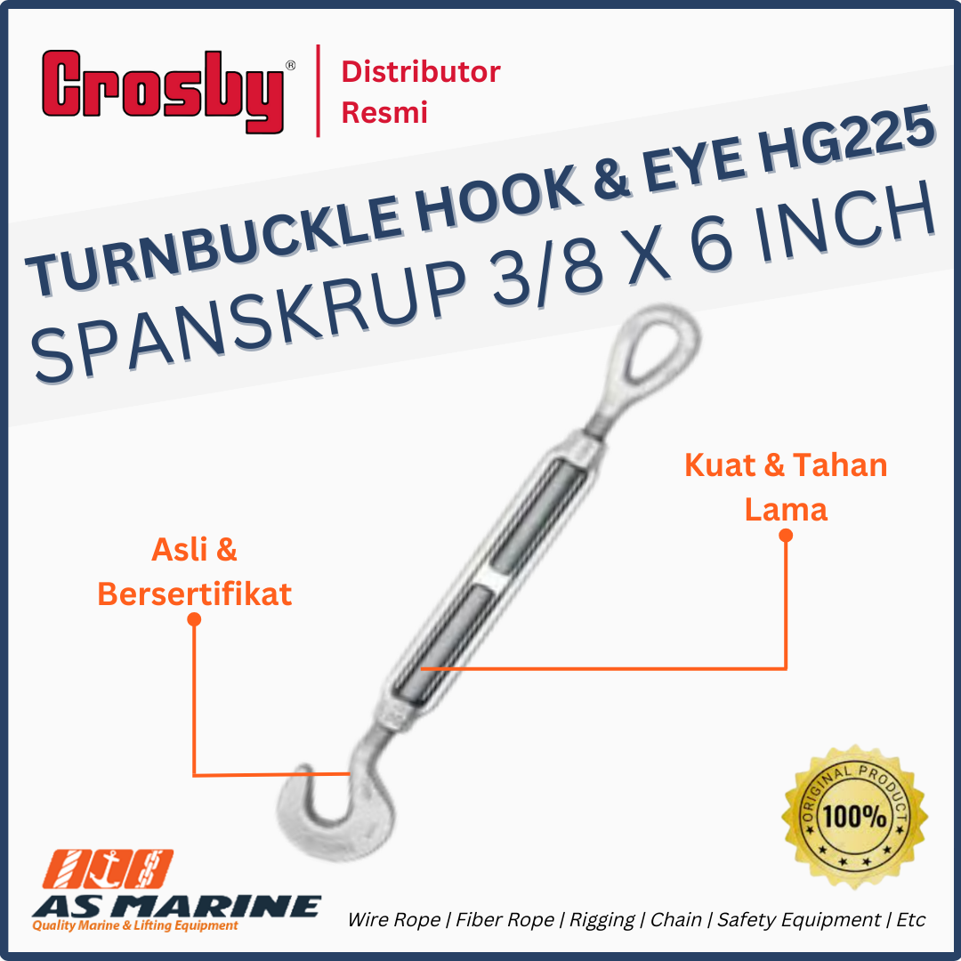 CROSBY USA Turnbuckle / Spanskrup Hook & Eye HG225 3/8 x 6 Inch