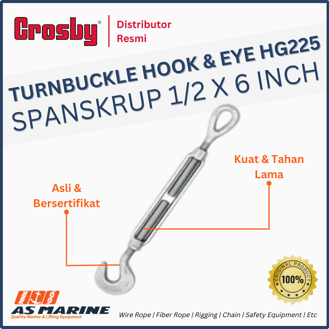 CROSBY USA Turnbuckle / Spanskrup Hook & Eye HG225 1/2 x 6 Inch