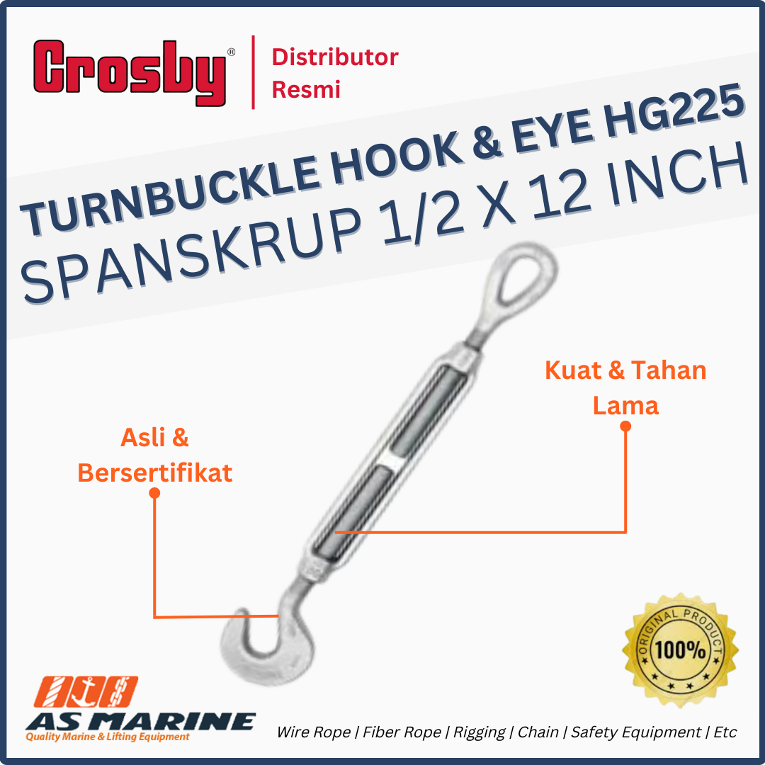 CROSBY USA Turnbuckle / Spanskrup Hook & Eye HG225 1/2 x 12 Inch