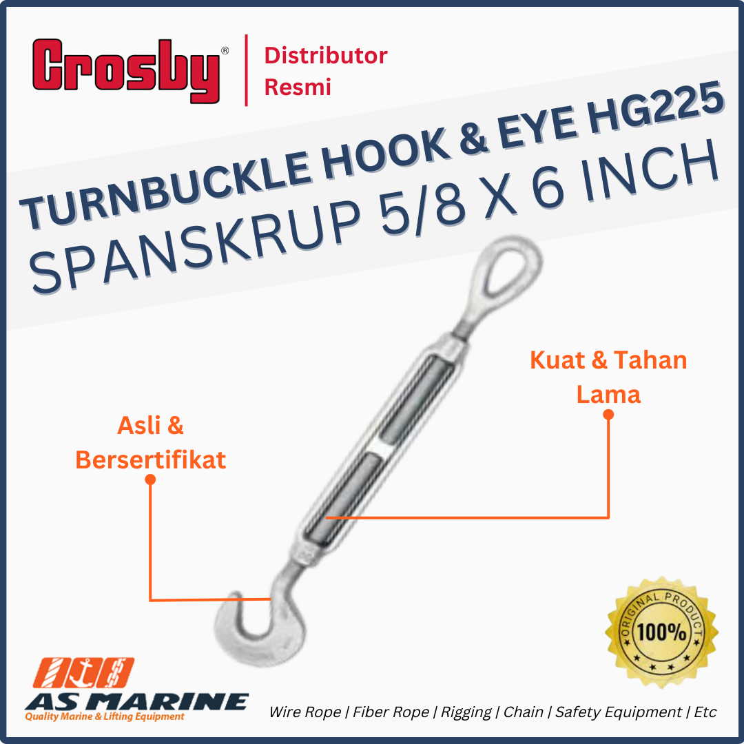 CROSBY USA Turnbuckle / Spanskrup Hook & Eye HG225 5/8 x 6 Inch