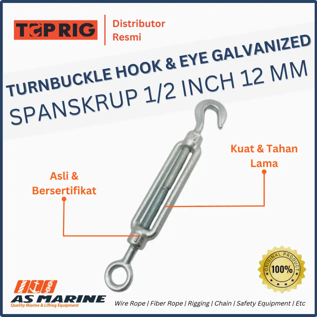 TOPRIG Turnbuckle / Spanskrup Hook to Eye Galvanized 1/2 Inch 12 mm