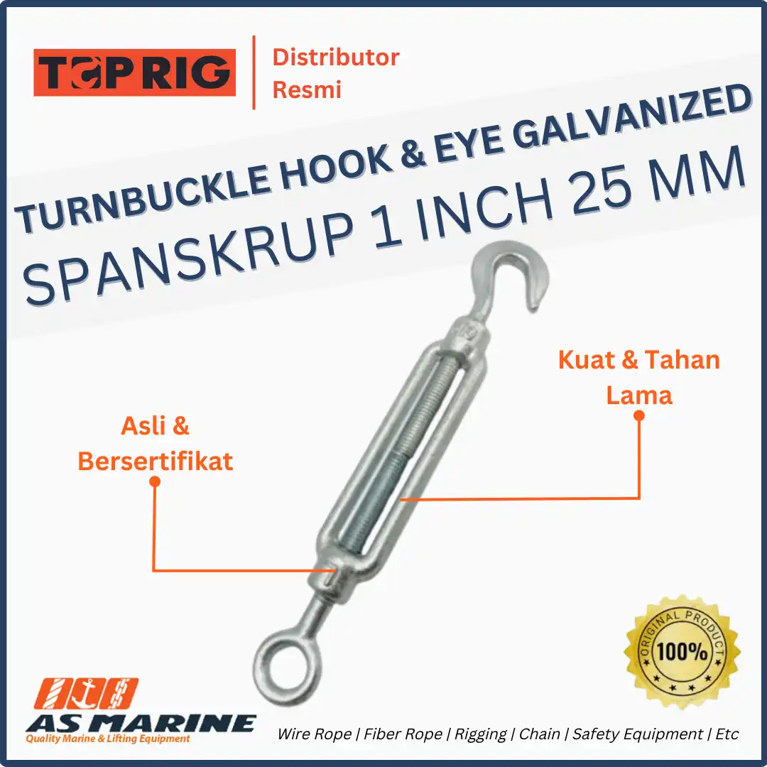 TOPRIG Turnbuckle / Spanskrup Hook to Eye Galvanized 1 Inch 25 mm