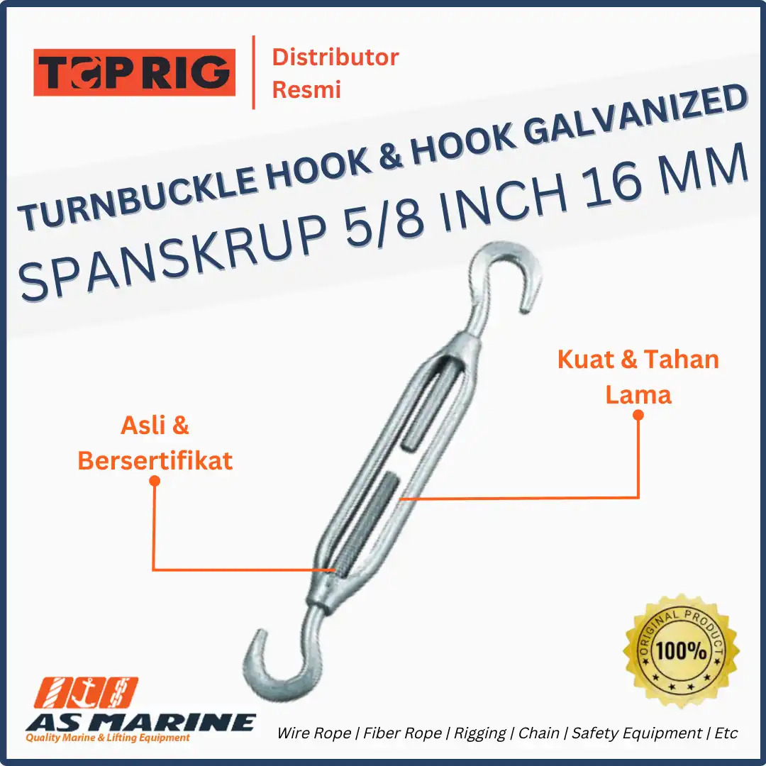 TOPRIG Turnbuckle / Spanskrup Hook to Hook Galvanized 5/8 Inch 16 mm