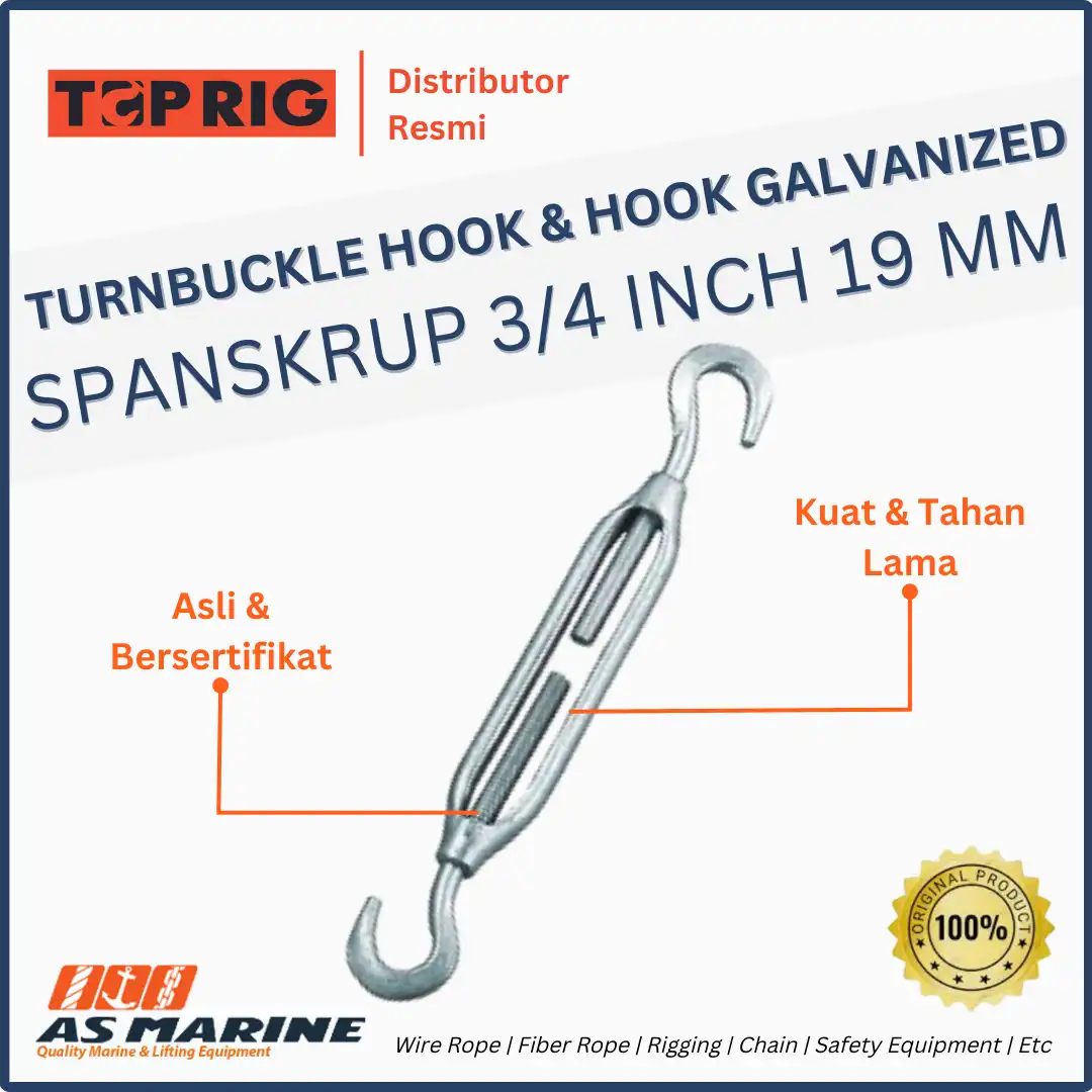 TOPRIG Turnbuckle / Spanskrup Hook to Hook Galvanized 3/4 Inch 19 mm