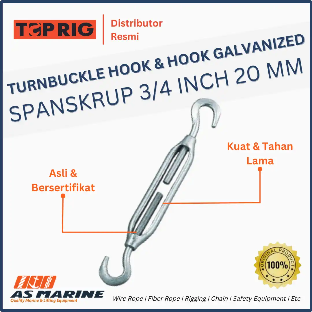 TOPRIG Turnbuckle / Spanskrup Hook to Hook Galvanized 3/4 Inch 20 mm