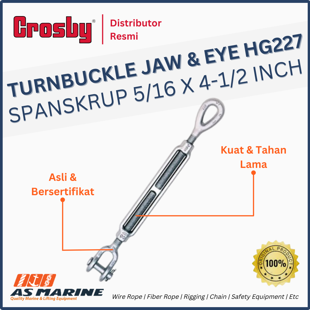 CROSBY USA Turnbuckle / Spanskrup Jaw & Eye HG227 5/16 x 4-1/2 Inch